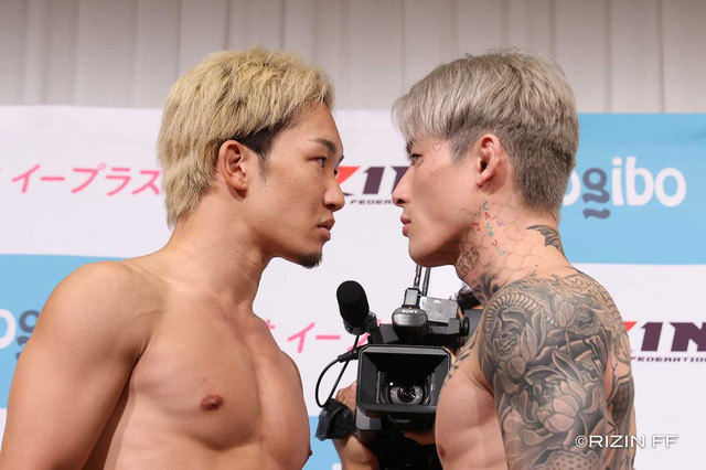 【超RIZIN.3】平本蓮、公開計量で“必勝宣言”も震え声……　朝倉未来は余裕の笑顔で「やることはやった」と自信 画像