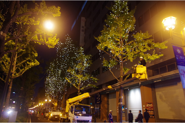 大阪・御堂筋、12月1日からの大阪光の饗宴2014に向け繁忙期に 画像