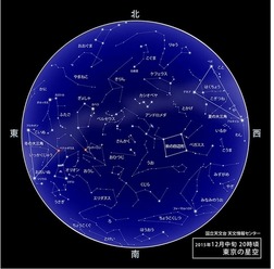 2015年12月中旬20時ごろの東京の星空　（c） 国立天文台天文情報センター