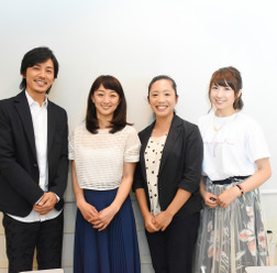 TOKYO FM『TOYOTA Athlete Beat』左から藤木直人、岩崎恭子、高桑早生、伊藤友里