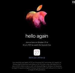 Apple、スペシャルイベント「hello again」を27日に開催すると正式発表