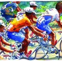 　ツール・ド・フランスを自転車で追いかけて16年になるイラストレーター・小河原政男が、色彩豊かなタッチで描く風景画「アートフレーム」に4作品が追加され、サイクルスタイルドットネットの通販サイト「サイクルスタイルSHOP」で5月20日から販売が開始された。マイヨ