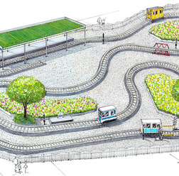 「チャレンジトレイン」のイメージ。全長180mの線路を使って来園者自身がミニ電車を運転する。