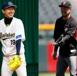 オリックス・金子千尋（左）、Dバックス・平野佳寿【写真：荒川祐史、AP】