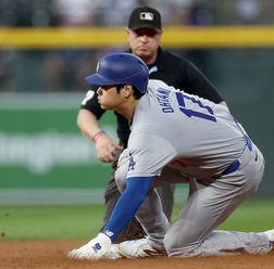 【MLB】大谷翔平、四球から“今季10個目”の盗塁でチャンスメーク　フリーマンの一発で生還