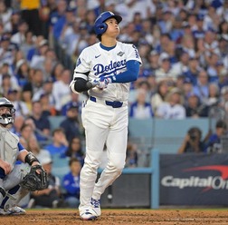 【MLB】大谷翔平、内角高めボール球を“パワーで運んだ”PS通算10号 CY賞右腕シャーザー攻略