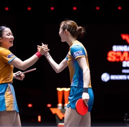 「歴史的偉業を達成」張本美和＆早田ひなの初出場初Vに公式が称賛　好連携見せた“みわひな”ペアが「猛攻で圧倒」【シンガポールスマッシュ】