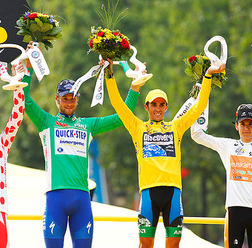 　ツール・ド・フランスは7月29日に最終日を迎え、スペインのアルベルト・コンタドール（24＝ディスカバリーチャンネル）がマイヨジョーヌを獲得。ポイント賞はトム・ボーネン（26＝ベルギー、クイックステップ）。山岳賞はフアンマウリシオ・ソレル（24＝コロンビア、