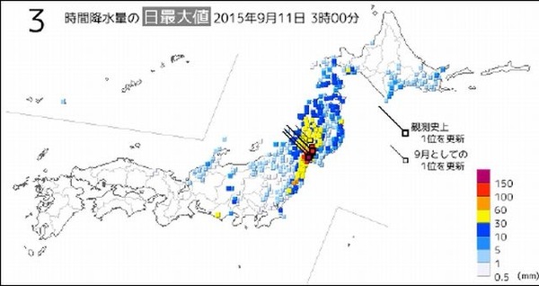 3時間降水量の日最大値