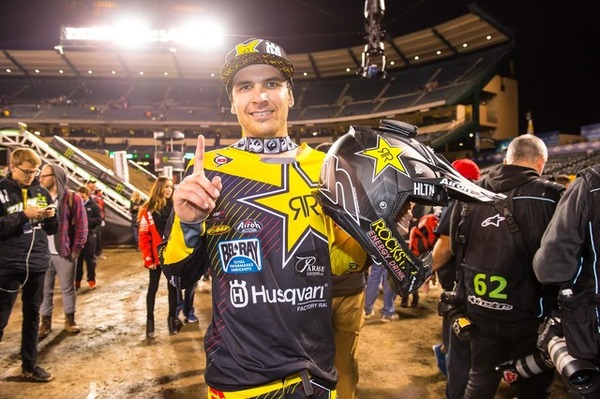 ハスクバーナに450SXクラス初の優勝をもたらし、自身も初優勝を果たした#21ジェイソン・アンダーソン（Rockstar Energy Husqvarna Factory Racing）。