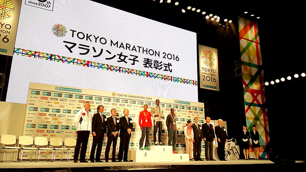 東京マラソン2016フィニッシュ地点、東京ビッグサイトにて（2月28日）