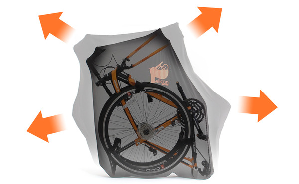 自転車を包み込む輪行バッグ「伸びる輪行キャリングバッグ」