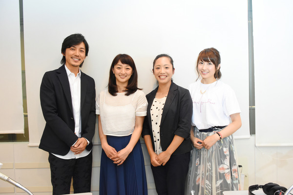 TOKYO FM『TOYOTA Athlete Beat』左から藤木直人、岩崎恭子、高桑早生、伊藤友里