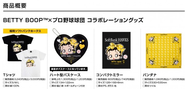 「ベティー ブープ×プロ野球球団」コラボグッズが7/14発売