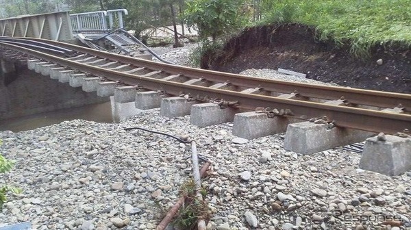 御影～根室間・芽室川橋梁の被害状況。