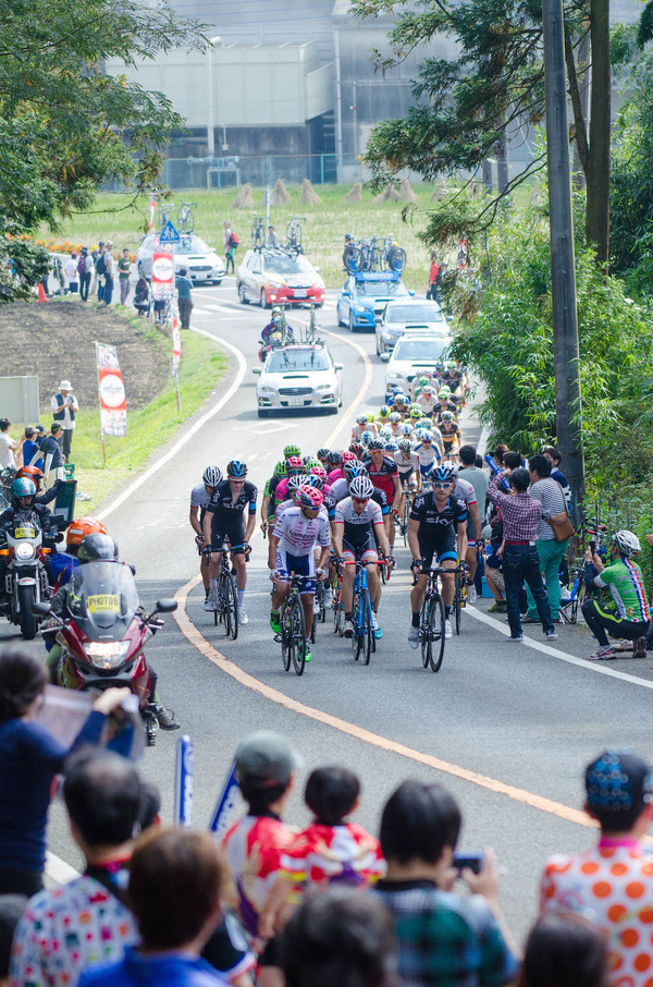 田野の交差点を越えるとアップダウンが始まる（2015ジャパンカップサイクルロードレース）