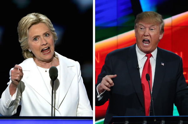 大統領選で争ったヒラリー・クリントン（左）とドナルド・トランプ（2016年8月14日）