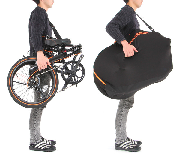 車体の形に伸びる小径車用輪行袋「伸びる輪行キャリングバッグ」発売