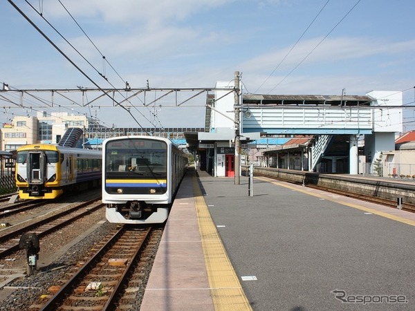「新しい列車」は房総地区で運行される。写真は内房線・外房線の安房鴨川駅。