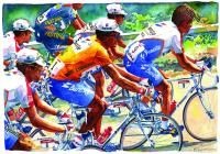 　ツール・ド・フランスを自転車で追いかけて16年になるイラストレーター・小河原政男が、色彩豊かなタッチで描く風景画「アートフレーム」に4作品が追加され、サイクルスタイルドットネットの通販サイト「サイクルスタイルSHOP」で5月20日から販売が開始された。マイヨ