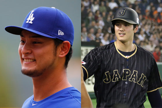 ドジャース・ダルビッシュ有（左）と日本ハム・大谷翔平【写真：Getty Images】