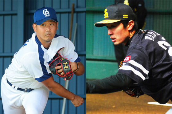 中日・松坂大輔(左)とソフトバンク・和田毅【写真：荒川祐史、藤浦一都】