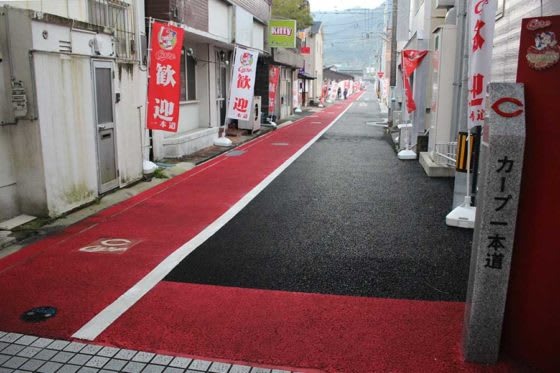 カープのキャンプ地である日南市に作られた「カープ一本道」【写真：広尾晃】