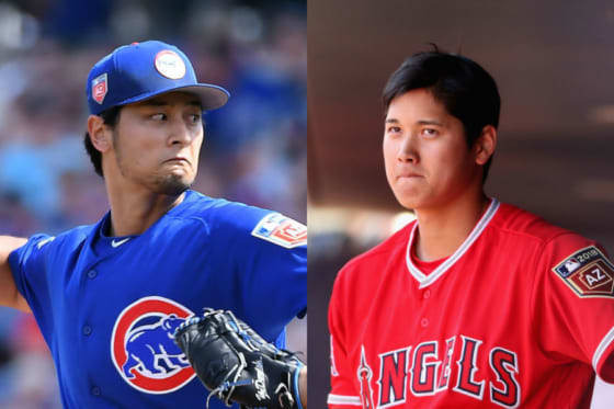 カブス・ダルビッシュ有（左）とエンゼルス・大谷翔平【写真：Getty Images】