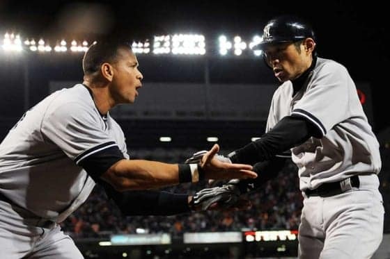 かつてヤンキースでチームメイトだったアレックス・ロドリゲス（左）とイチロー【写真：Getty Images】