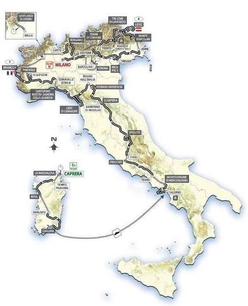 2007年5月12日に開幕する第90回ジロ・デ・イタリアのコースがミラノで発表された。スタートは地中海に浮かぶサルデーニャ島。移動日を経て大会5日目からイタリア本土での戦いが始まる。中盤戦でアルプスを越えてフランスへ。さらに終盤にはイタリア北東部に位置するドロ