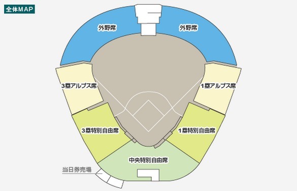 甲子園の座席マップ