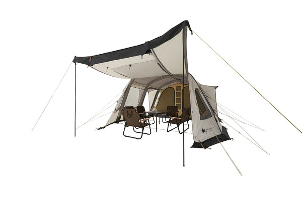 空気を入れるだけで組み立てられるテント＆タープ「グランベーシック エアマジック」発売