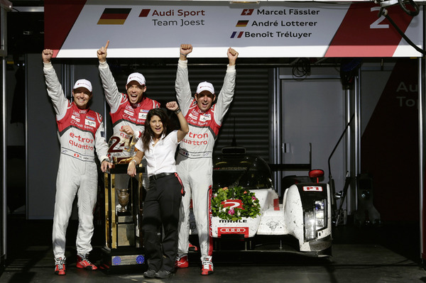 今年のルマンを制したのはロッテラー組のアウディだった（ロッテラーは左から2人目）。写真：AUDI