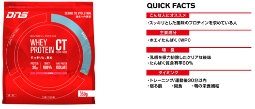 DNSがスポーツドリンク感覚で飲める「ホエイプロテインCT」発売