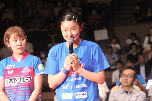 開幕5連勝に貢献の張本美和「大事な1点になると分かっていた」　木原美悠、長﨑美柚ら躍動で日本生命に3－1勝利【Tリーグ】