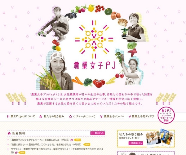 「農業女子プロジェクト」のサイト