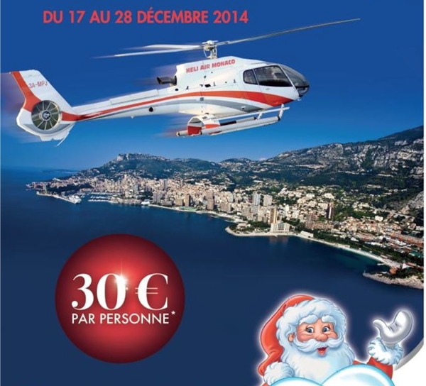 クリスマスはモナコで「サンタクロースのヘリコプター」　5分間で4500円