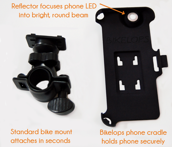 スマホを自転車用ライトとして使えるマウント「Bikelops」登場　ボストン