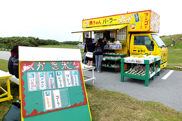 宮古島の公園などには通年でかき氷を売る店も見つけた
