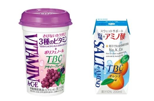 森永乳業と「エステティックTBC」を運営するTBCグループは、共同開発したサプリメントドリンク「TBC3種のビタミン+ポリフェノール アサイー・グレープ」を4月15日（火）より全国にて発売する。また、「TBC塩＋アミノ酸」を4月8日（火）より全国にてリニューアル発売する