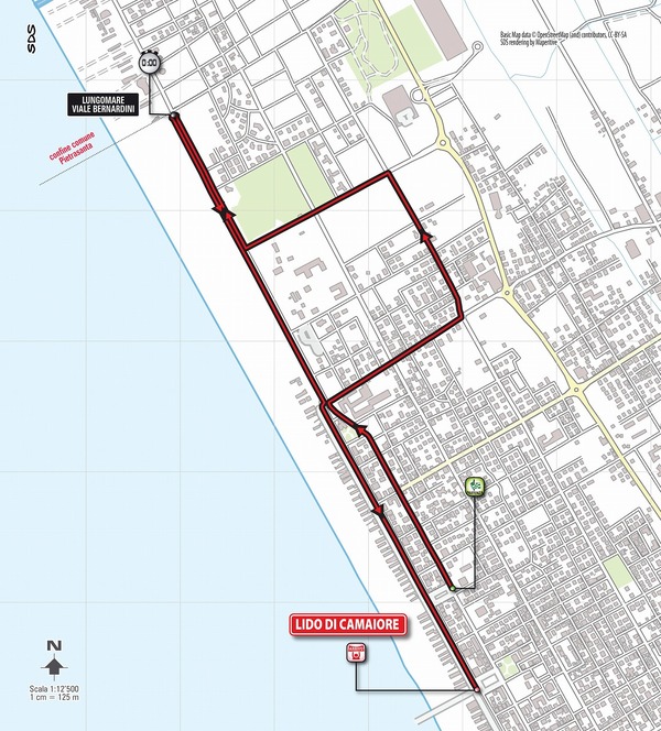 2015年ティレーノ～アドリアティコ、変更された第1ステージ個人TTのコース