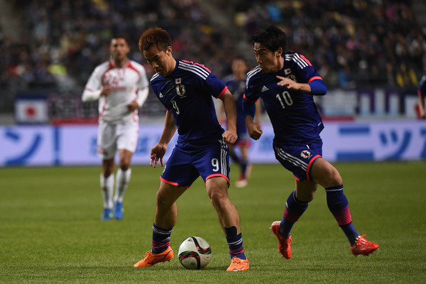 岡崎慎司と香川真司（2015年3月27日）