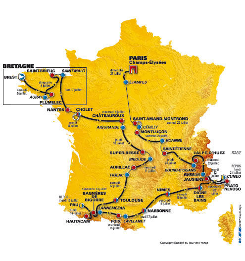 　ツール・ド・フランスの公式サイトに全ステージのコース詳細が掲載された。各コースの草稿距離も当初の発表より修正されている。言語はフランス語、英語、ドイツ語、スペイン語。