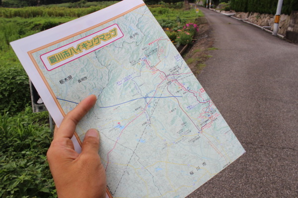 駅近くの旅館の方から頂いた桜川市ハイキングマップ。