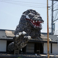 なんだコリャ！民家の屋根を突き破るゴジラが話題